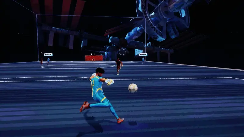 两名球员空中争顶头球，动作流畅自然，特效逼真