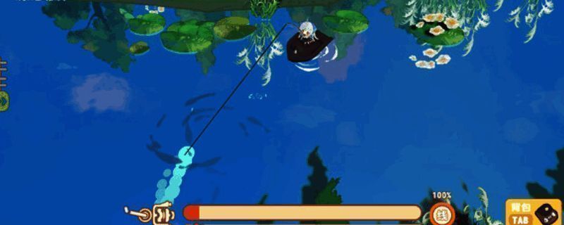 游戏主界面展示,画风清新可爱,主角手持钓竿站在海边木屋前