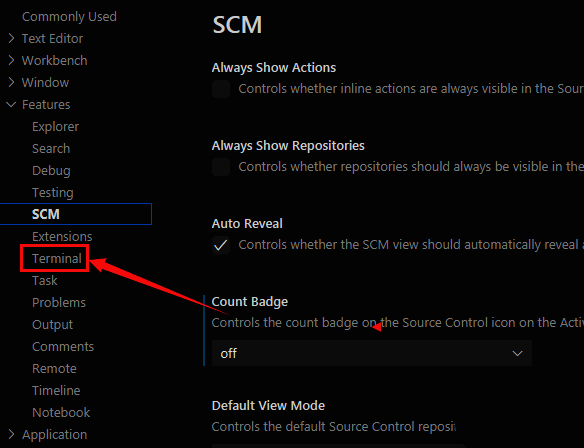 终端设置界面截图，重点标注titlemode配置区域