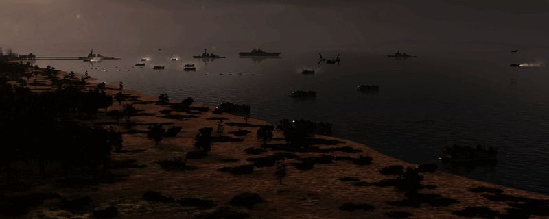 《断箭》游戏内战斗画面,战机低空飞行,地面部队展开进攻