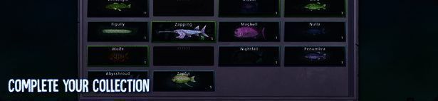 鱼类图鉴系统界面截图,展示已完成与未解锁条目比例