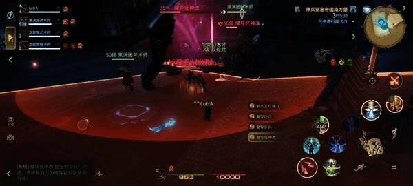 魔导巨兵释放大范围扇形攻击,玩家需灵活走位躲避