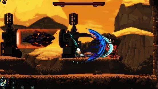 战斗场景截图,羊战士跃起劈砍,特效华丽流畅