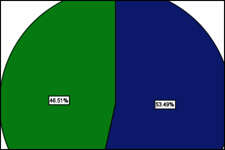最终生成的饼图,清晰标注了男女比例的百分比数值
