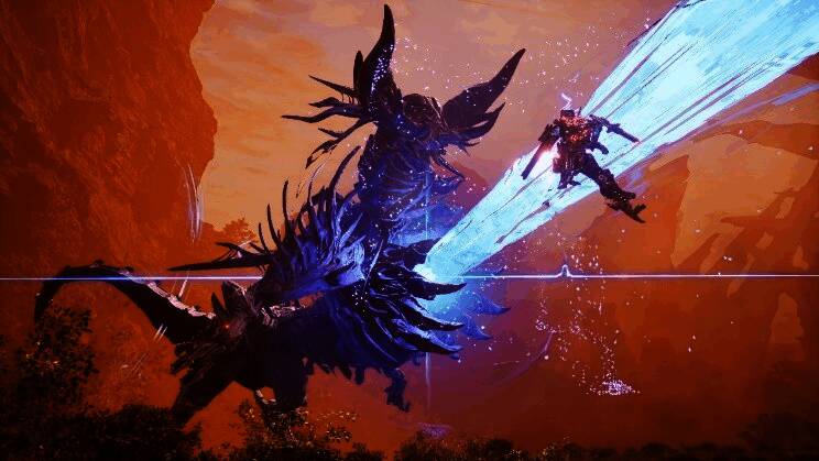 游戏战斗实机画面,多台机甲在城市废墟中激烈交火