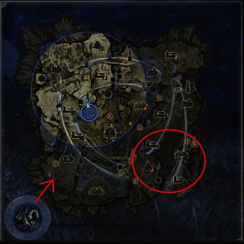 游戏界面截图展示《艾尔登法环：黑夜君临》的地图缩圈机制与突袭事件提示