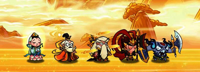 吕布挥舞方天画戟，身后元始天尊释放法术支援