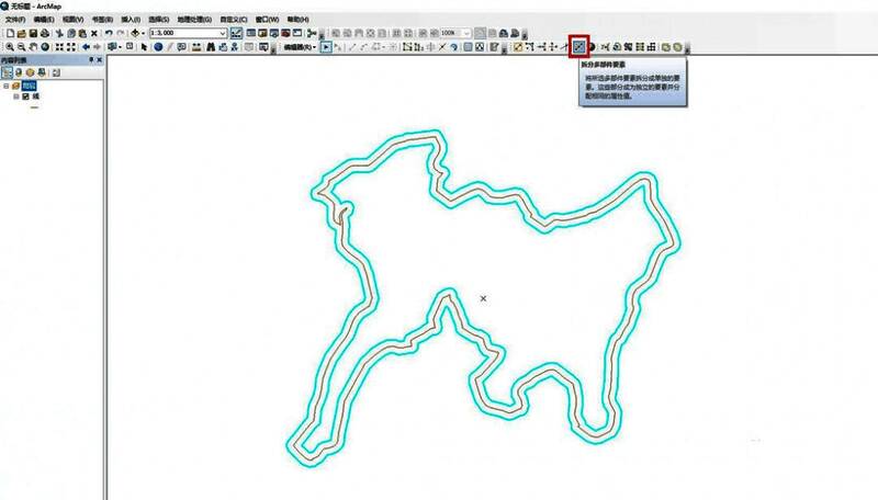 拆分前后的对比图,左侧为合并状态,右侧为拆分后的独立缓冲区
