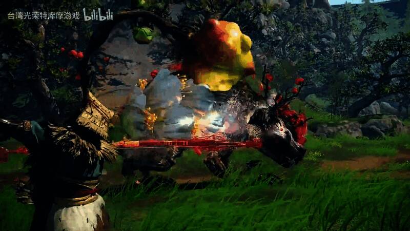 弓手在空中翻腾中拉弓搭箭,背景为巨大怪兽咆哮而来的震撼场景