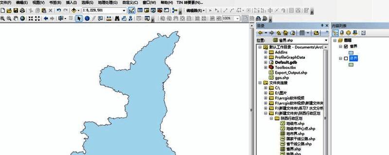 ArcMap界面展示加载县界和省界数据