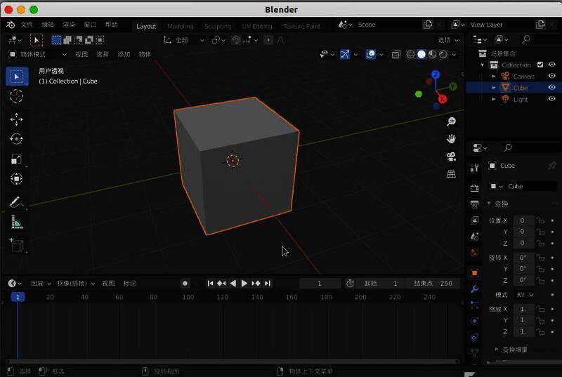 Blender编辑模式下选择U键进行UV展开