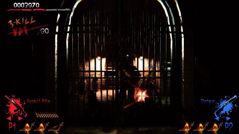 两名特工在昏暗巷道中背靠背站立，准备迎敌