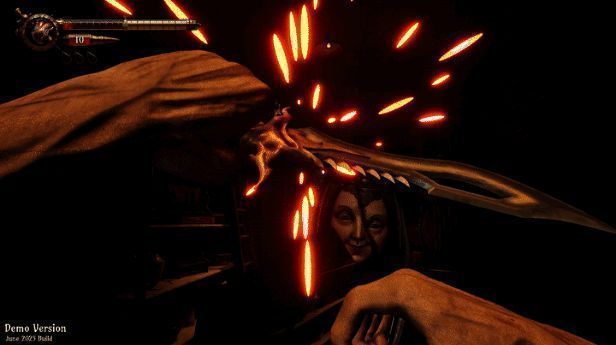 主角使用鲜血化为长鞭攻击怪物，画面特效炫酷且带有一定的血腥元素