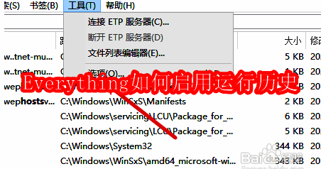 Everything软件主界面展示,顶部工具菜单被高亮标注