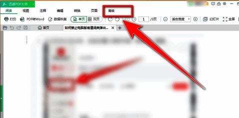 迅读PDF大师高级菜单界面,展示水印按钮位置