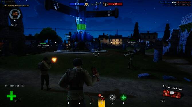 游戏内第一人称视角下的激烈交火场面,枪口火焰与烟雾效果逼真