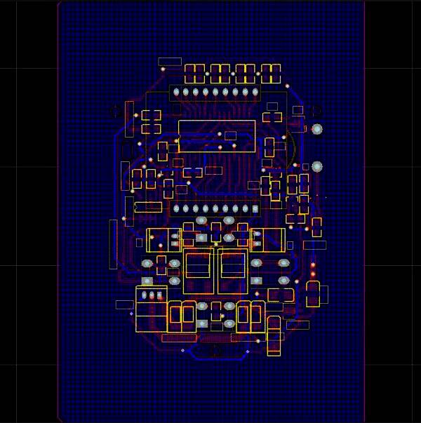 PCB底层铺地效果图,与顶层形成对称布局