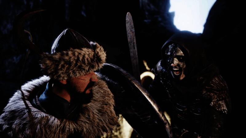 主角骑马穿越广袤草原,远处是古老城堡与蓝天相映