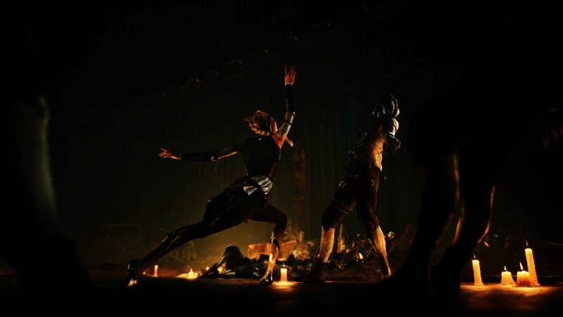 公主在空中翻转躲避敌人攻击,动作优美流畅