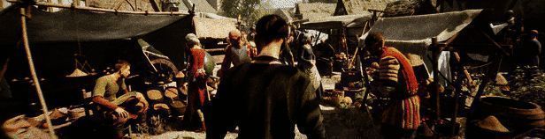 玩家角色站在高处俯瞰宏伟的中世纪城市，远处可见城墙与塔楼建筑群落错落分布