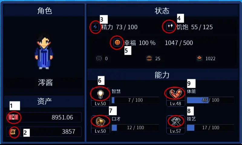 《江城大赢家》角色面板详细属性分布图解
