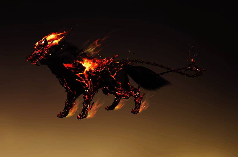 啸月覆火海坐骑展示,烈焰狼型坐骑形象鲜明
