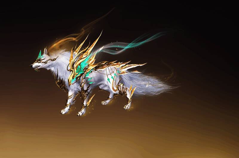 啸月驰星汉坐骑展示,银白色极光质感狼型坐骑