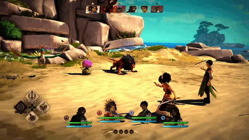 《ALZARA Radiant Echoes》战斗系统演示画面,展示动态回合制战斗机制