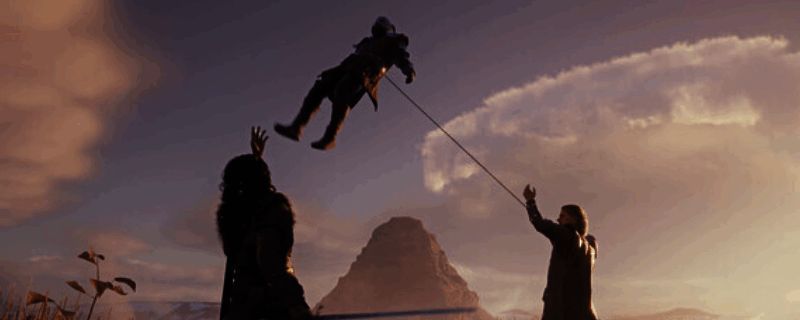 游戏主视觉图,主角琳恩手持魔法剑,背景为壮丽奇幻世界