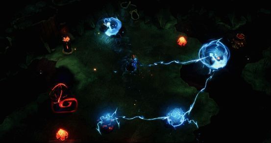 战斗场景截图,展示角色使用骰子触发特殊技能效果,画面充满动态特效