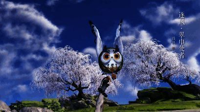 逐风使者系列坐骑展示，五种不同颜色的猫头鹰造型坐骑排列整齐