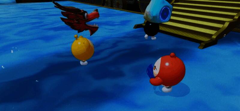 蛋仔们齐心协力搬运物资，画面中角色表情欢快，气氛积极向上