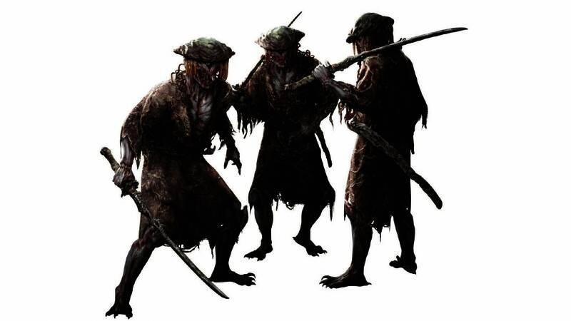 一目笠幻魔手持武器结队前行,背景中弥漫着诡异的雾气