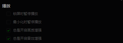 播放器音效增强设置选项已勾选,提示功能已激活