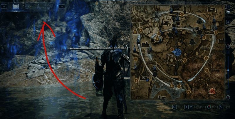 角色站在上升气流中，周围漂浮着多个卢恩奖励特效