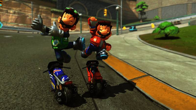 《马里奥赛车:世界》实体盒装封面展示,背景为赛道与角色群像