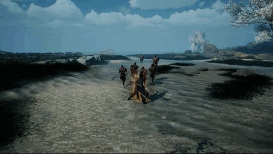 游戏中的特色事件场景展示,玩家正在护送镖车并抵御敌人攻击