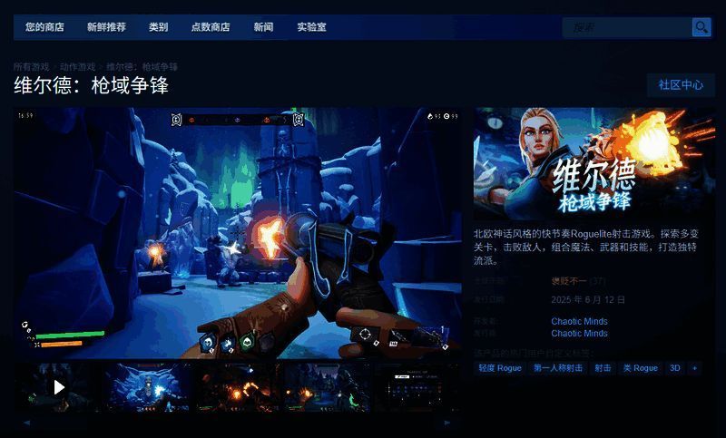 Steam商店页面截图,展示《维尔德:枪域争锋》商品封面与价格信息