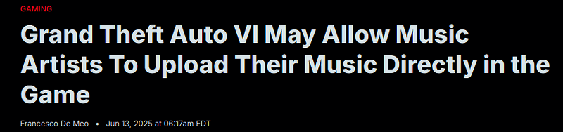 《GTA6》电台界面概念图,展示多种音乐风格选项