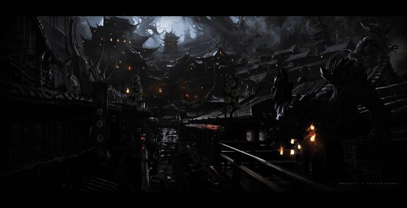 最终未采用的狮驼国艺术构思图，展现更加奇幻的地貌设计