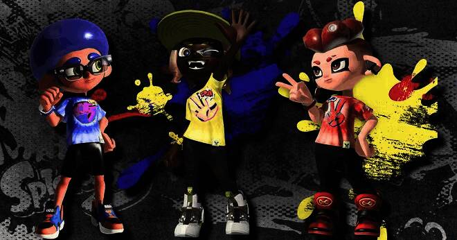 《斯普拉遁3》游戏战斗场景，角色喷墨作战，色彩缤纷