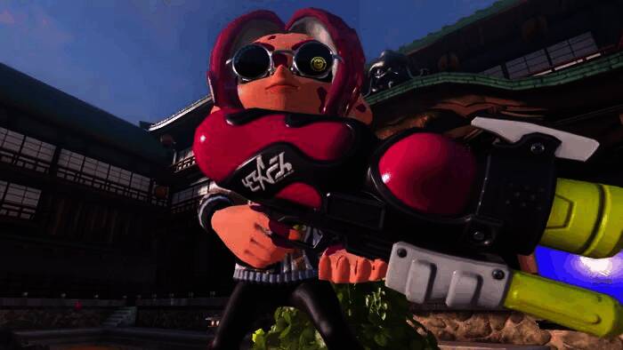 《斯普拉遁3》多人在线对战画面，色彩斑斓的涂地战斗场景