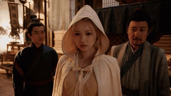 陆明月形象设定,身穿宫装,气场强大却不失温柔