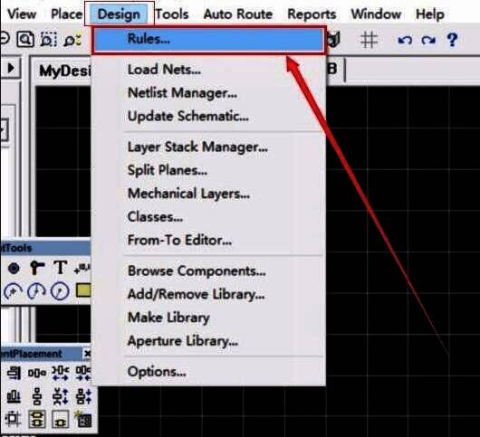 Protel99se规则设置界面,箭头指向Width Constraint选项