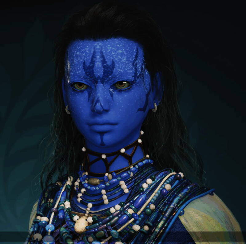 《怪物猎人:荒野》玩家捏脸作品,蓝皮肤女性角色宛如电影《阿凡达》主角