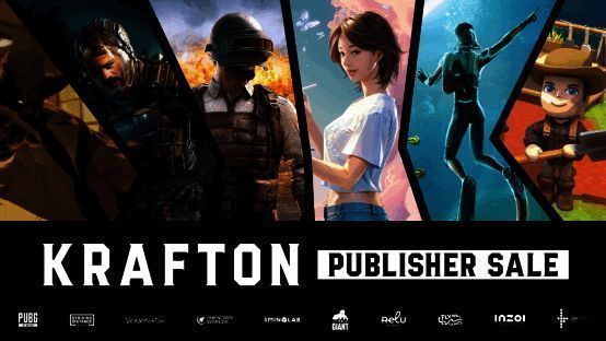 KRAFTON在Steam上发布的发行商特卖宣传图,展示多款游戏封面