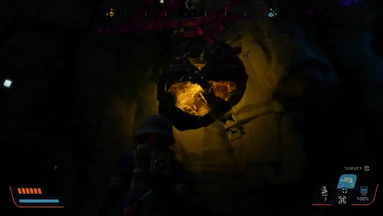 游戏内场景截图，展现充满幻想色彩的外星地貌，植被奇异且光影绚丽