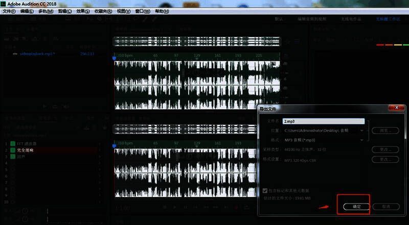 导出音频设置界面展示不同格式选项