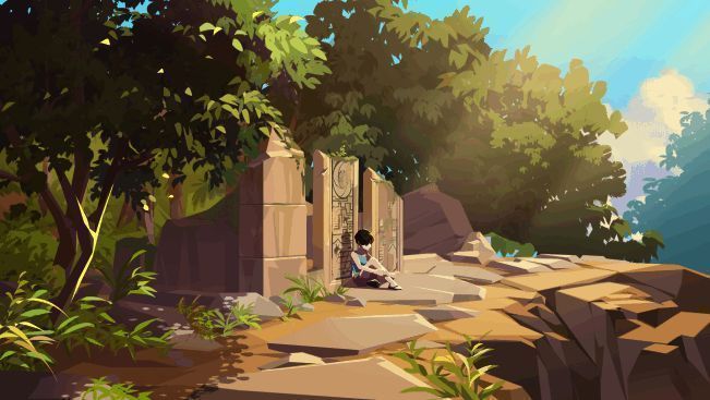 亡土世界场景图，远处是高耸入云的山脉