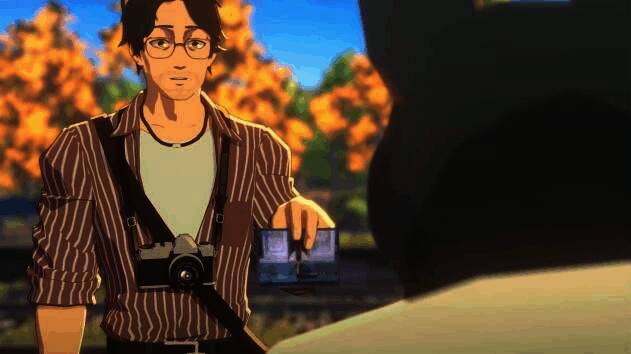 另一个拍摄场景，角色站在悬崖边凝视远方